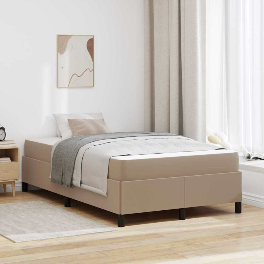 vidaXL Bedframe met matras Cappuccino 120 x 200 cm Stof afbeelding 1