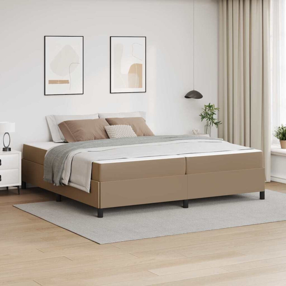 vidaXL Bedframe met matras Cappuccino 200 x 200 cm Kunstleer vidaXL Bedframe met matras Cappuccino 200 x 200 cm Kunstleer afbeelding 1