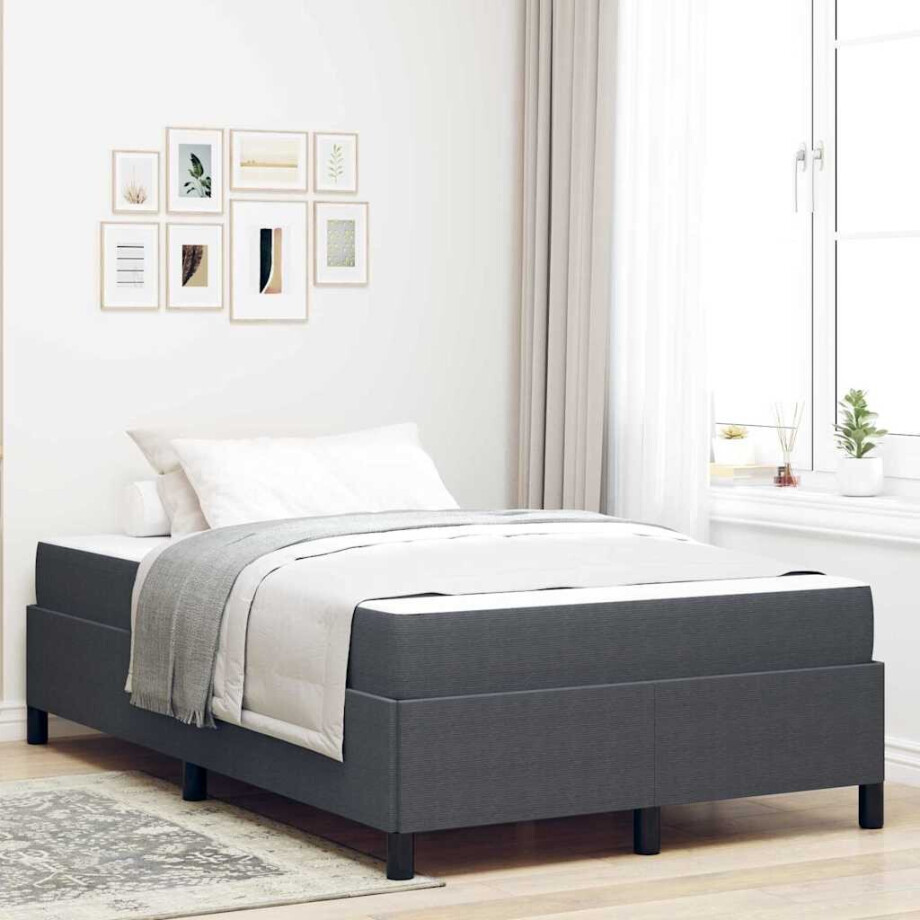 vidaXL Bedframe Anders Donkergrijs 120 x 200 cm Katoenen stof vidaXL Bedframe Anders Donkergrijs 120 x 200 cm Katoenen stof afbeelding 1