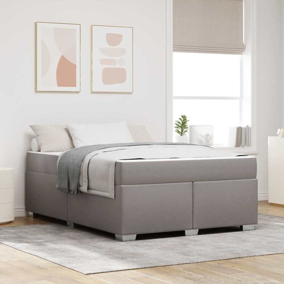 vidaXL Bedframe Anders Taupe 160 x 200 cm Stof vidaXL Bedframe Anders Taupe 160 x 200 cm Stof afbeelding 1