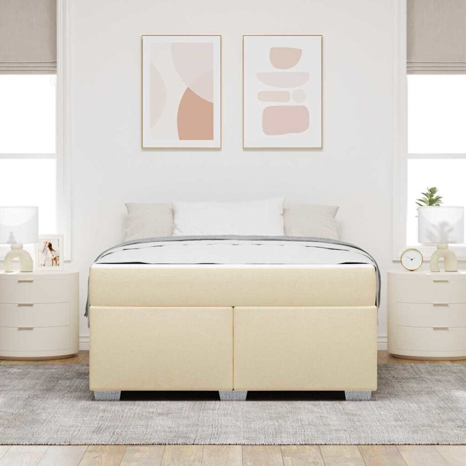vidaXL Bedframe Anders Crème 160 x 200 cm Stof afbeelding 1