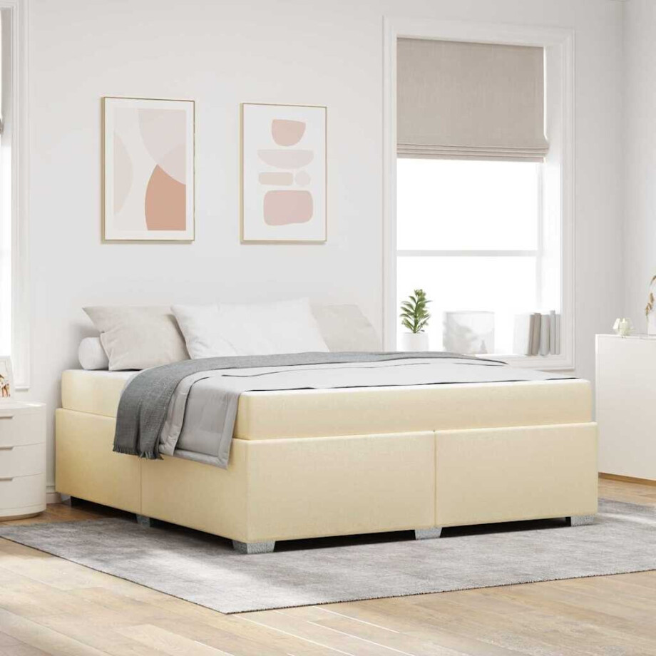 vidaXL Bedframe Anders Crème 180 x 200 cm Stof afbeelding 1
