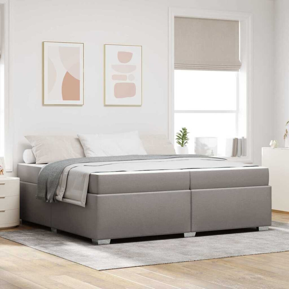 vidaXL Bedframe Taupe 200 x 200 cm Stof vidaXL Bedframe Taupe 200 x 200 cm Stof afbeelding 1