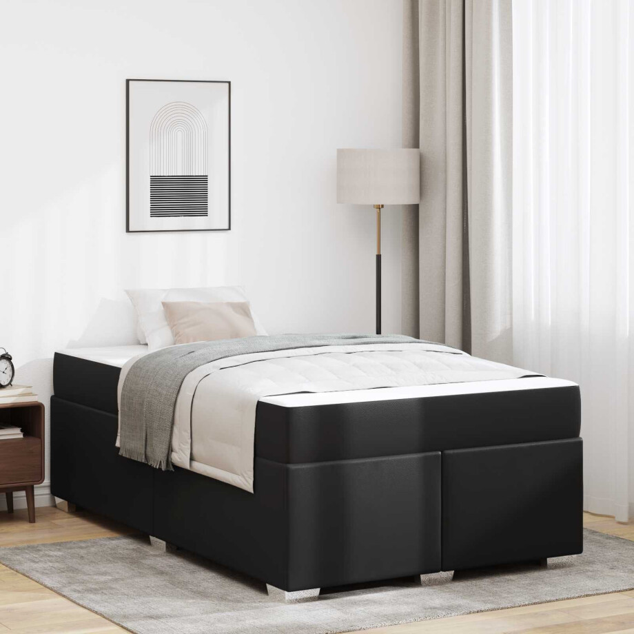 vidaXL Bedframe met matras Zwart 120 x 200 cm Stof afbeelding 1