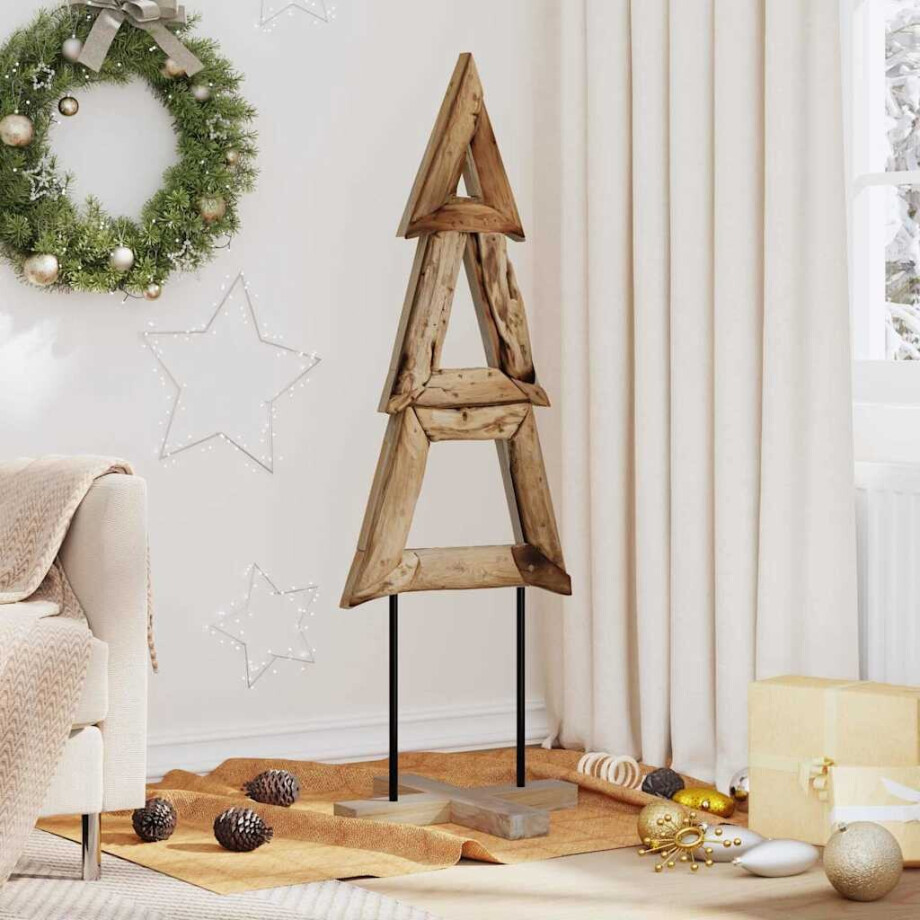 vidaXL Kerstboom met standaard Bruin 120 cm Massief teakhout afbeelding 1