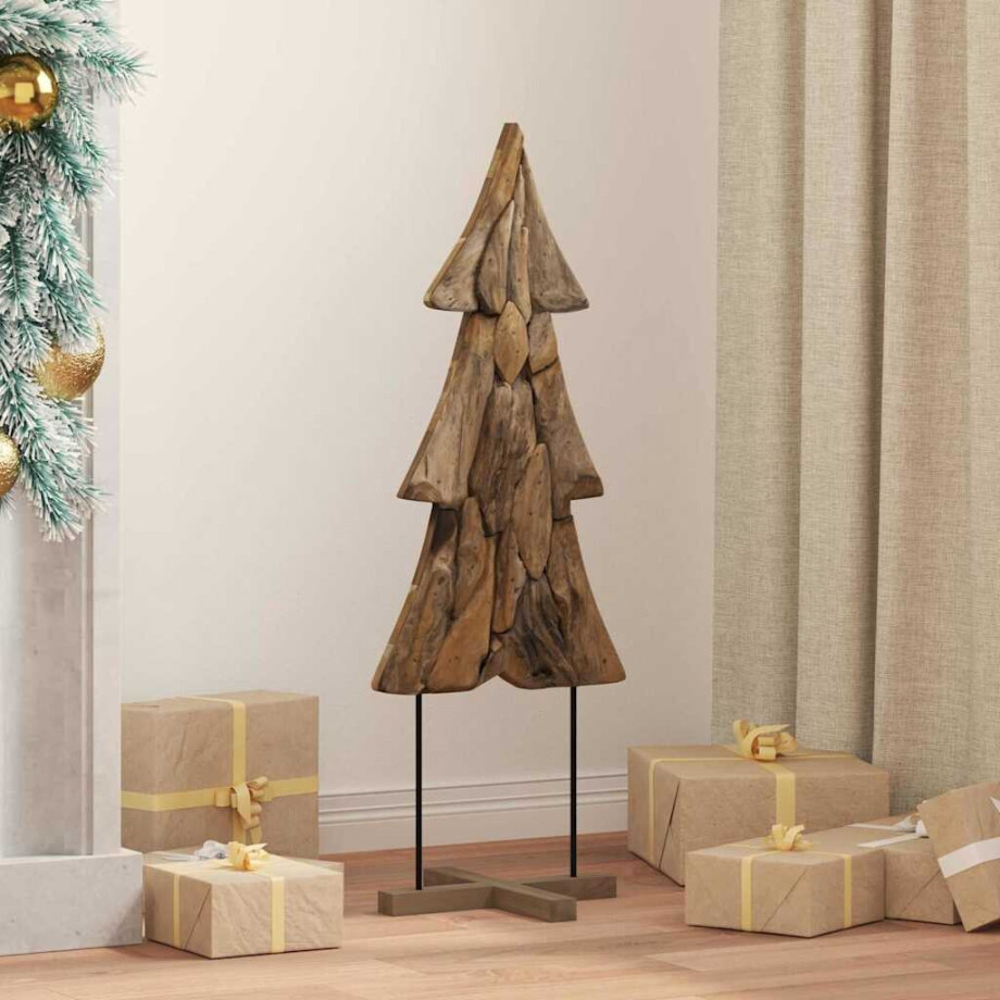 vidaXL Kerstboom met standaard Bruin 90 cm Massief teakhout afbeelding 1