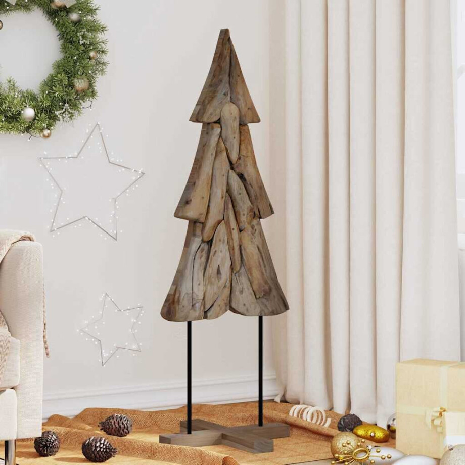 vidaXL Kerstboom met standaard Bruin 121 cm Massief teakhout afbeelding 1