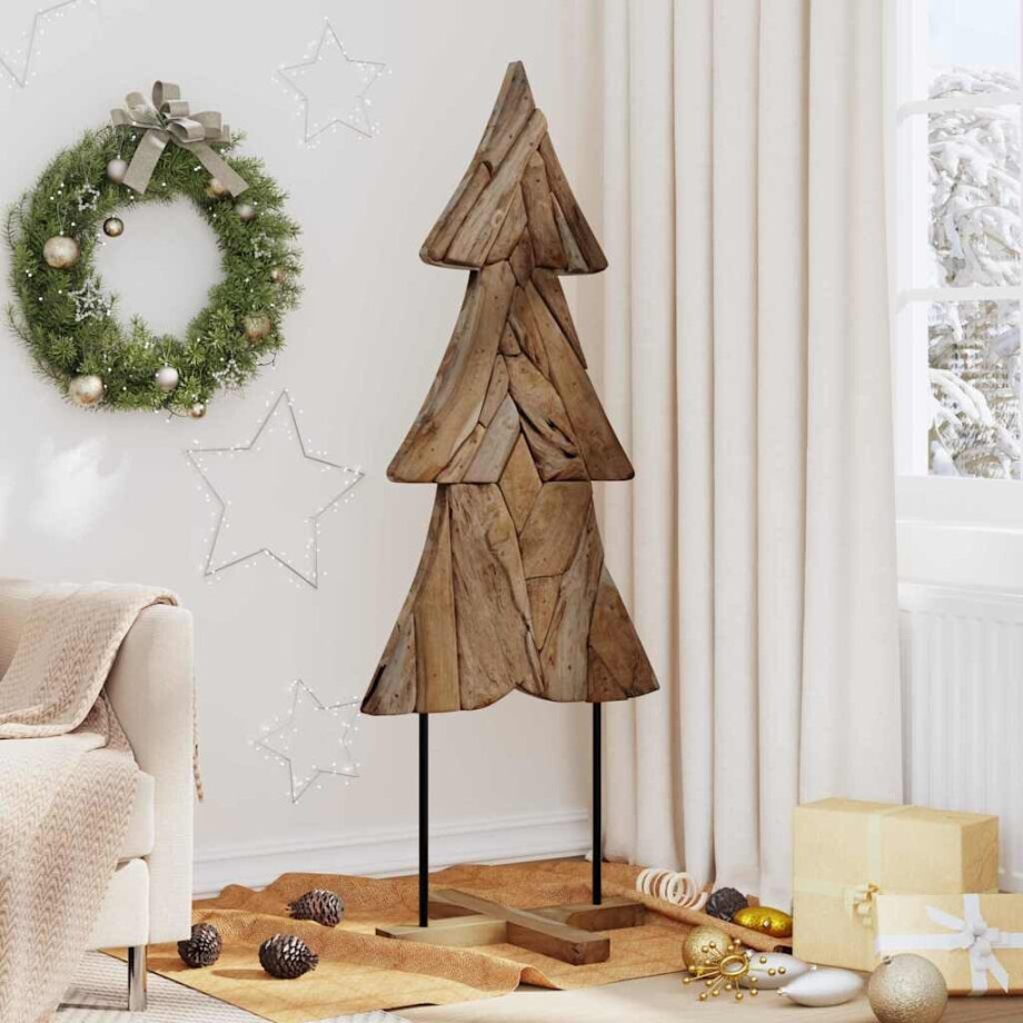 vidaXL Kerstboom met standaard Bruin 151 cm Massief teakhout afbeelding 1