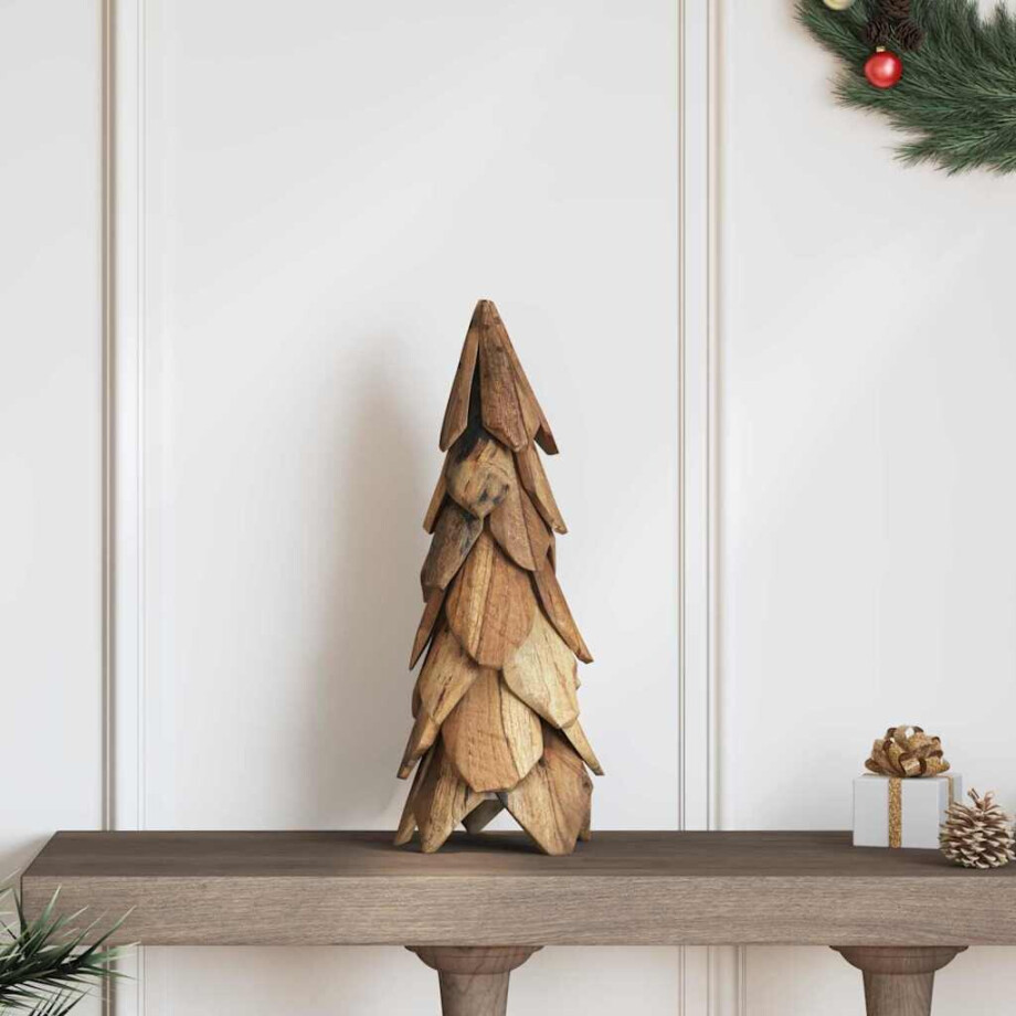 vidaXL Kerstboom met standaard Bruin 51 cm Massief teakhout afbeelding 1