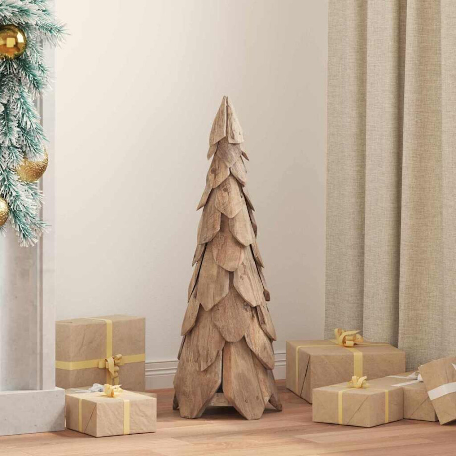 vidaXL Kerstboom met standaard Bruin 80 cm Massief teakhout afbeelding 1