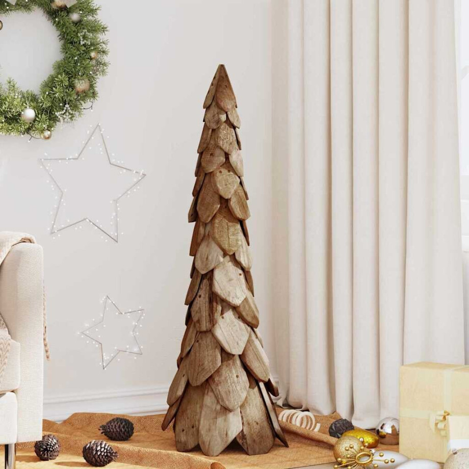 vidaXL Kerstboom met standaard Bruin 111 cm Massief teakhout afbeelding 1