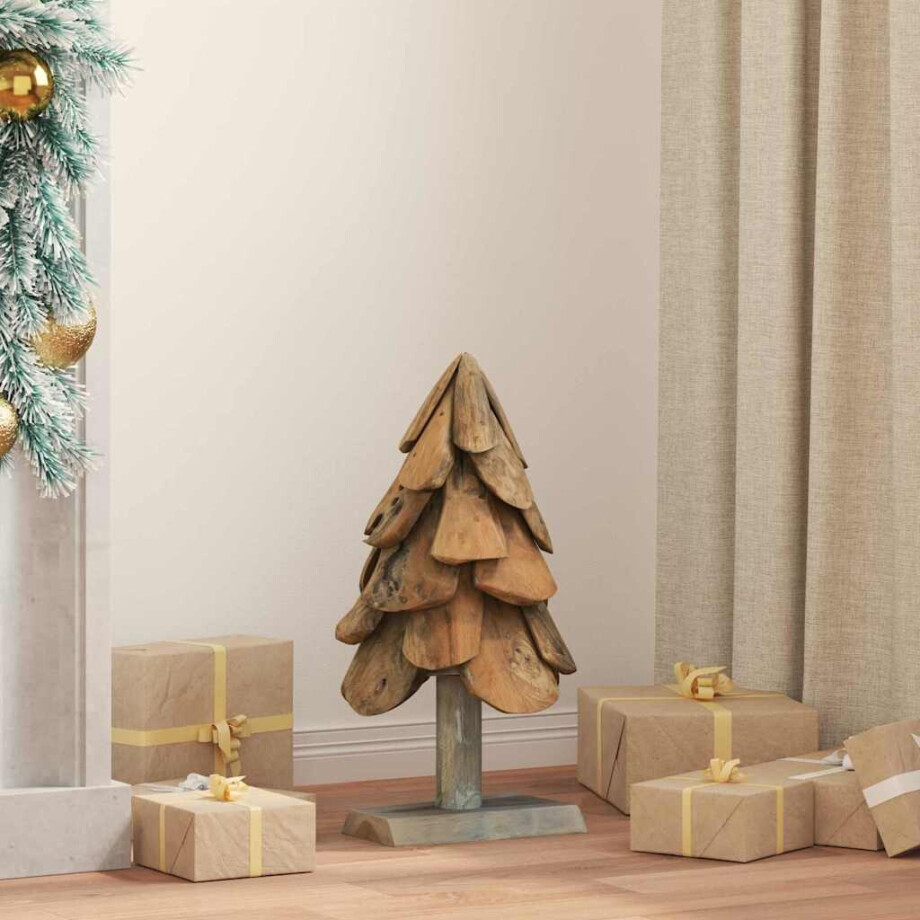 vidaXL Kerstboom met standaard Bruin 61 cm Massief teakhout afbeelding 1