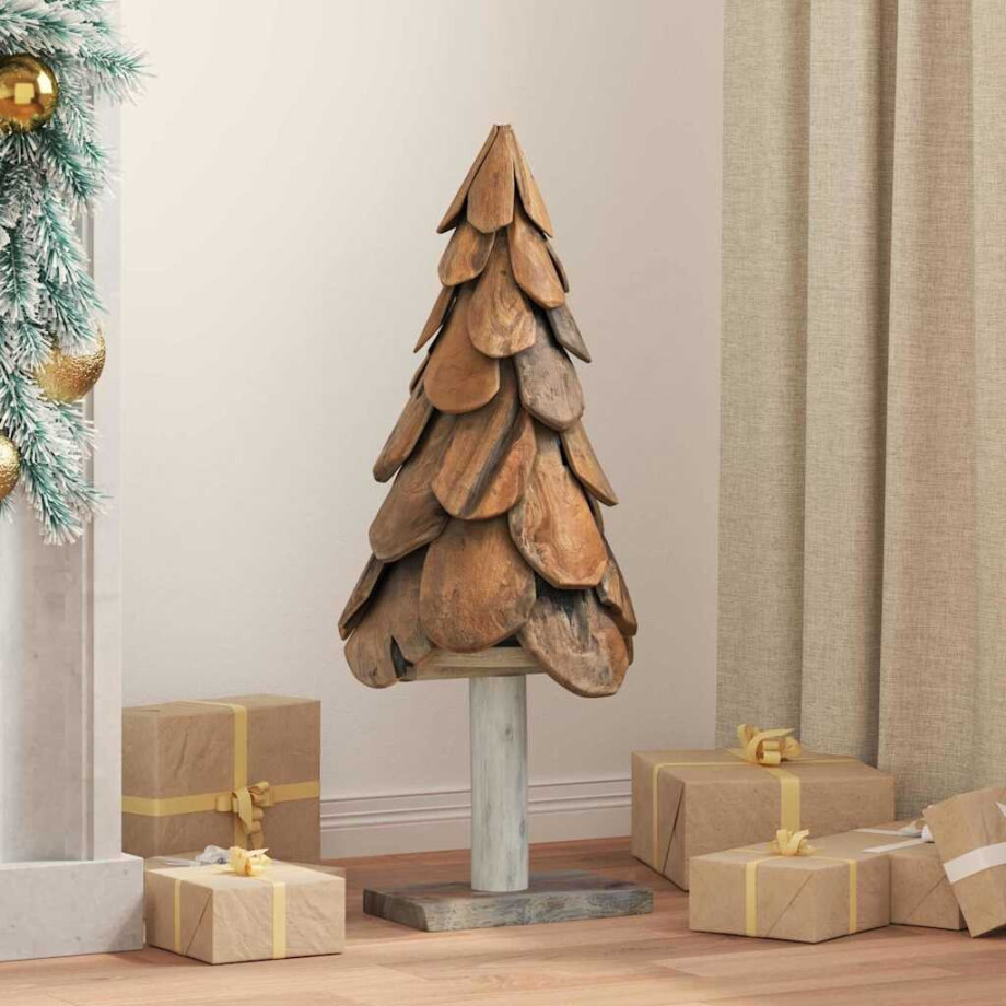 vidaXL Kerstboom met standaard Bruin 91 cm Massief teakhout afbeelding 1