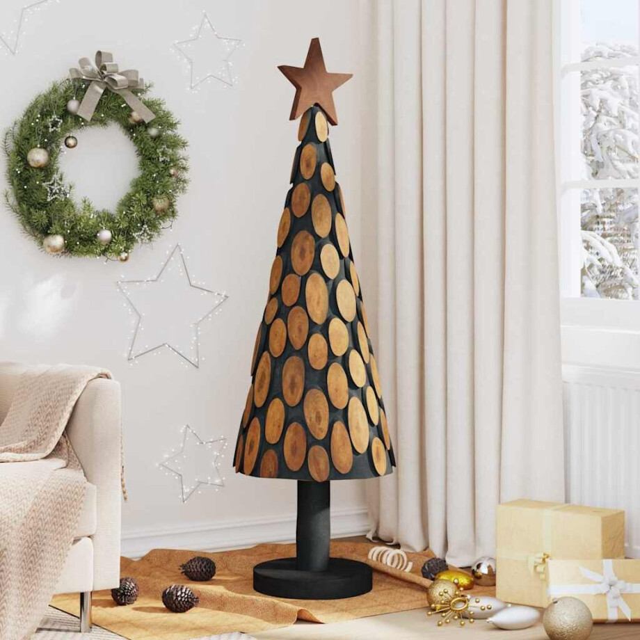 vidaXL Kerstboom met standaard Bruin 149 cm Massief teakhout afbeelding 1