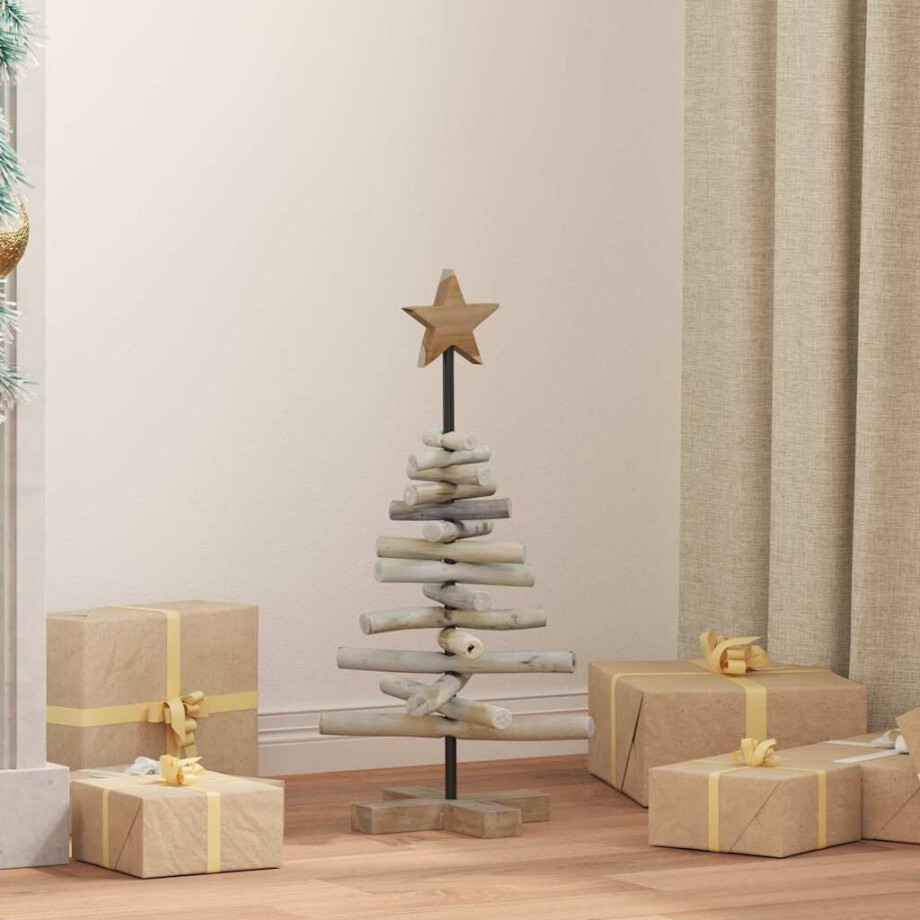 vidaXL Kerstboom met standaard Bruin 60 cm Massief teakhout afbeelding 1