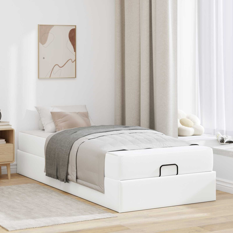 vidaXL Bedframe met matras Anders 2 pcs Wit PVC afbeelding 1