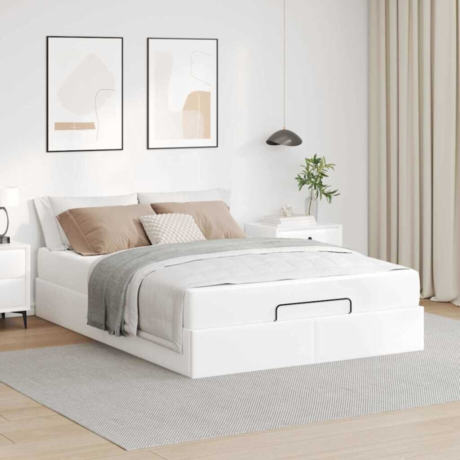 vidaXL Bedframe met matras Anders 2 pcs Wit PVC afbeelding 1