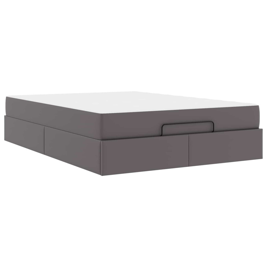 vidaXL Bedframe met matras met matras 2 pcs Grijs PVC vidaXL Bedframe met matras met matras 2 pcs Grijs PVC afbeelding 1
