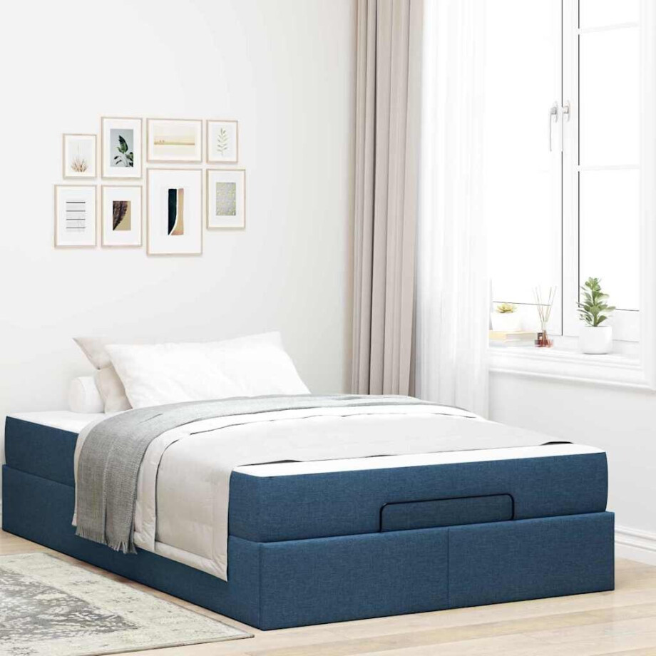 vidaXL Bedframe Blauw 120 x 200 cm Stof vidaXL Bedframe Blauw 120 x 200 cm Stof afbeelding 1