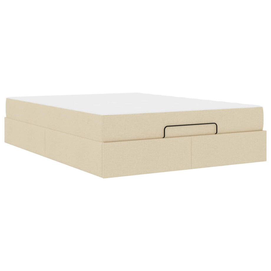 vidaXL Bedframe met matras met matras 2 pcs Crème Stof afbeelding 1