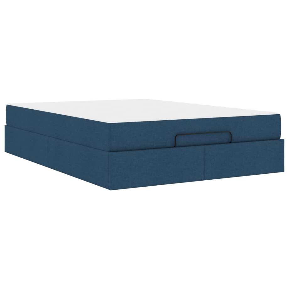 vidaXL Bedframe met matras met matras 2 pcs Blauw Stof afbeelding 1