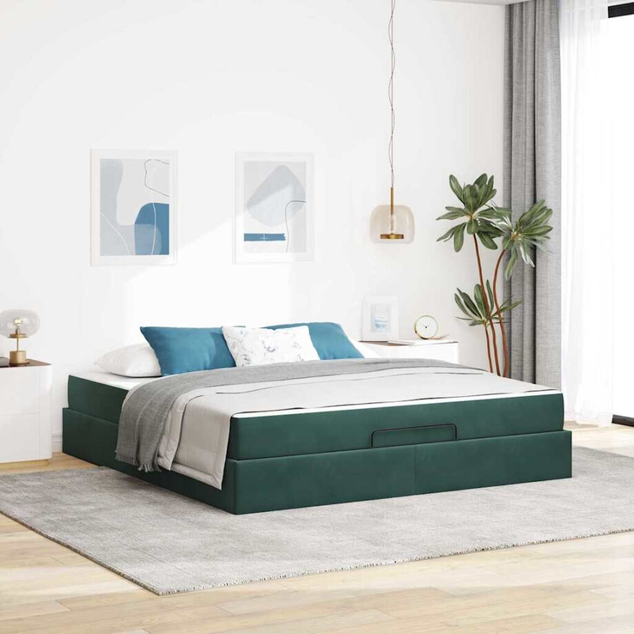 vidaXL Bedframe Anders Donkergroen 180 x 200 cm Fluweel vidaXL Bedframe Anders Donkergroen 180 x 200 cm Fluweel afbeelding 1