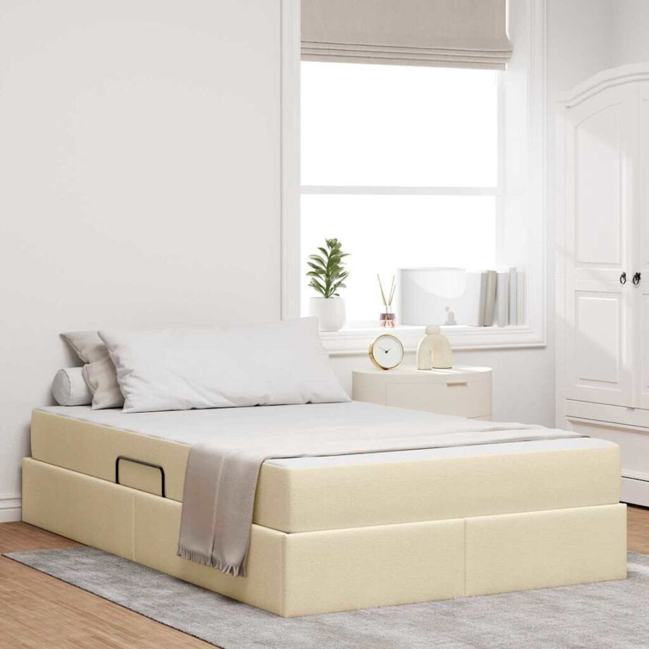 vidaXL Opbergbed met matras met matras Crème 120 x 200 cm Polyester afbeelding 1