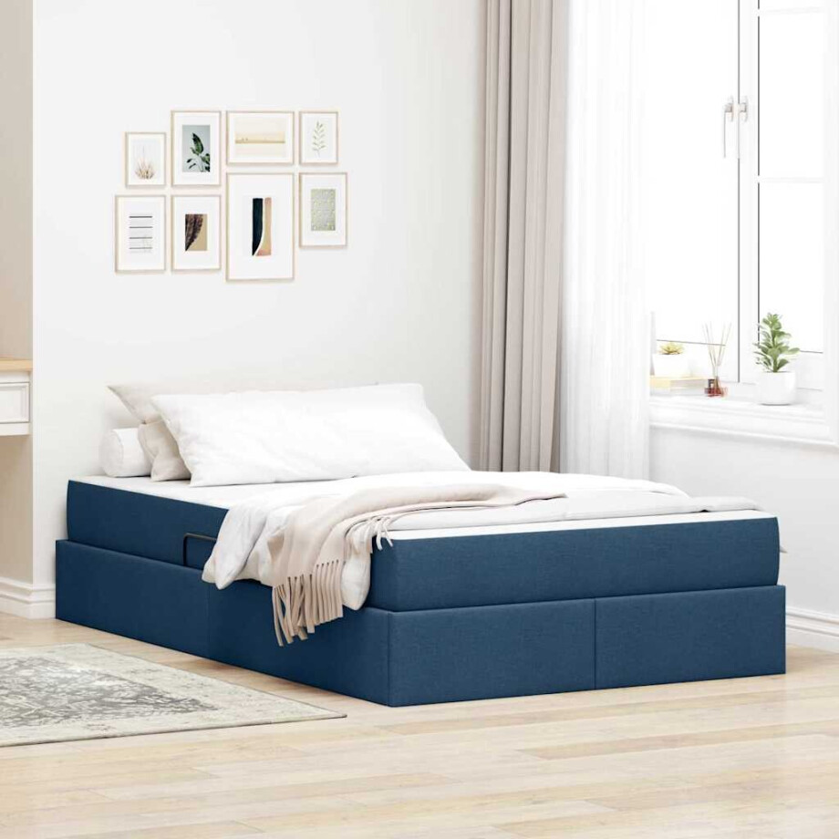 vidaXL Opbergbed met matras met matras Blauw 120 x 200 cm Polyester vidaXL Opbergbed met matras met matras Blauw 120 x 200 cm Polyester afbeelding 1
