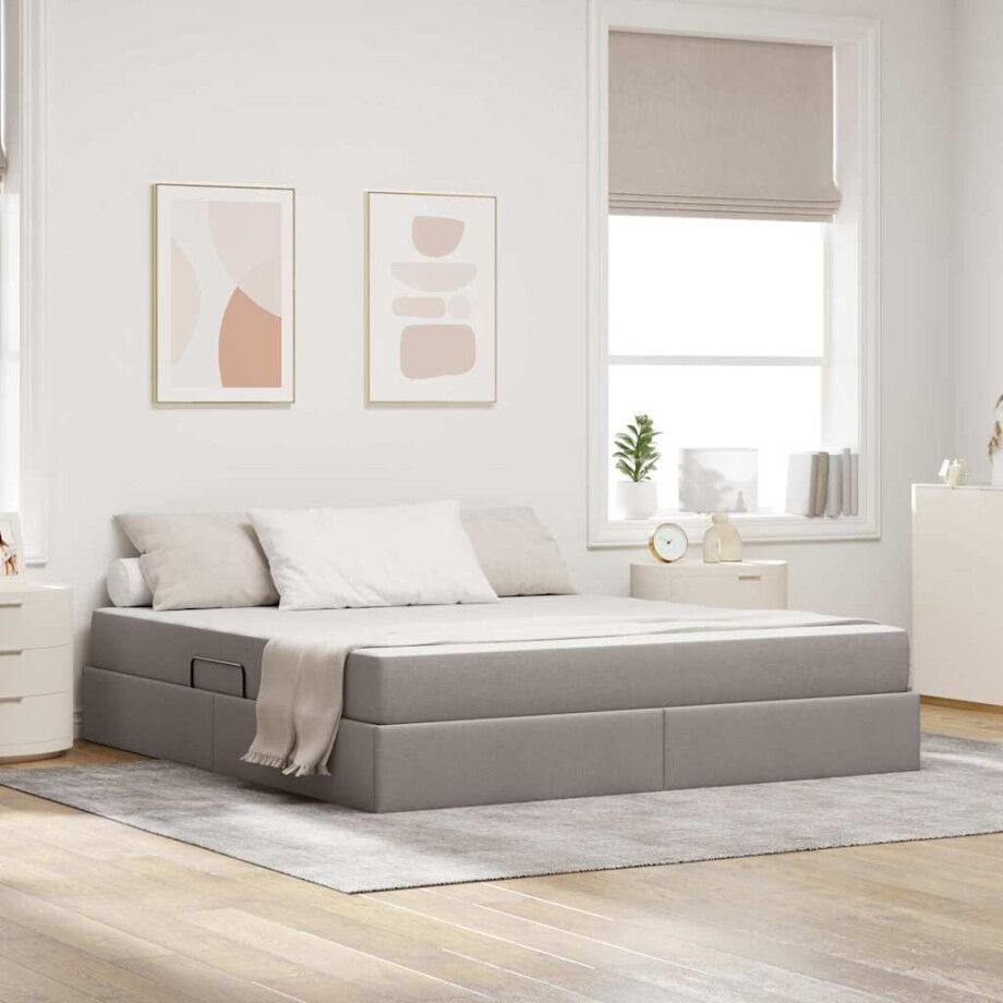 vidaXL Opbergbed met matras met matras Taupe 180 x 200 cm Polyester afbeelding 1