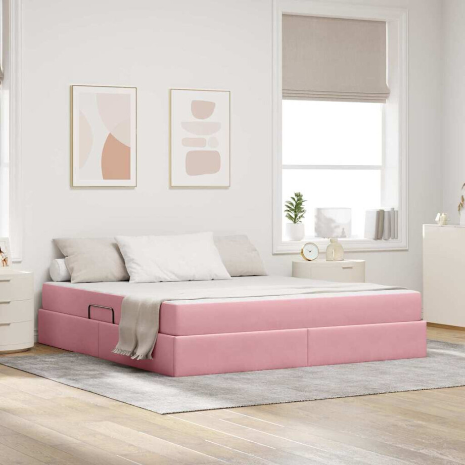 vidaXL Opbergbed met matras met matras Roze 180 x 200 cm Fluweel afbeelding 1