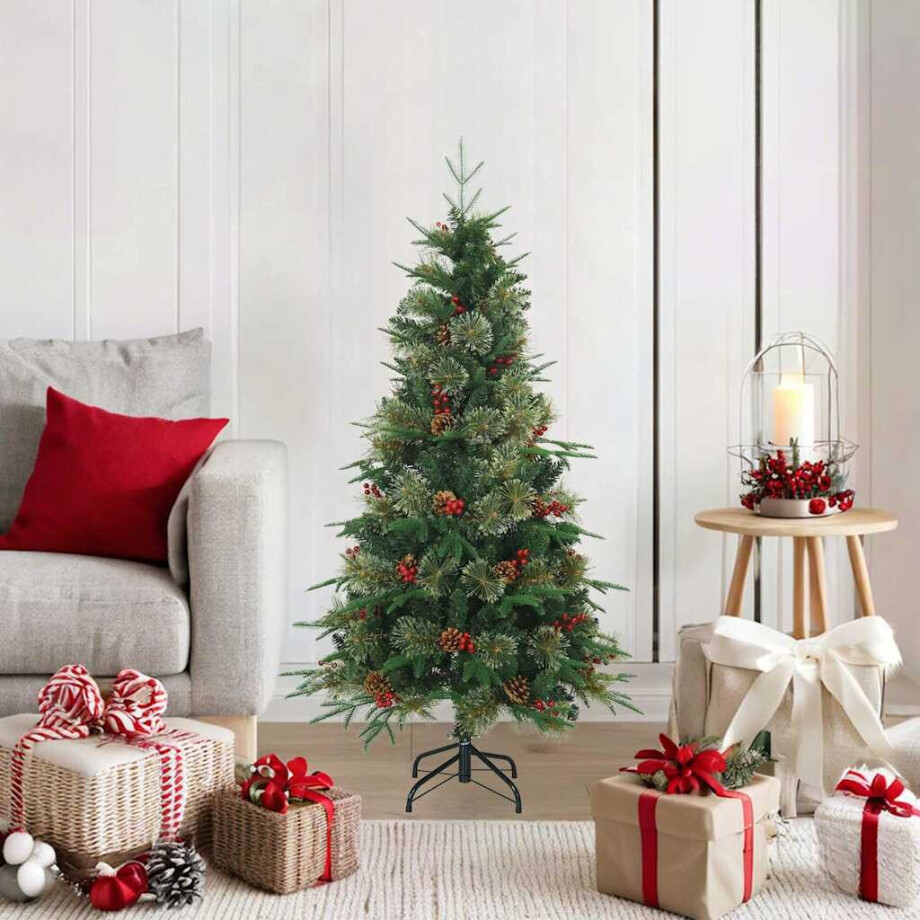 vidaXL Kunstmatige Inklapbare Kerstboom Groen 120 cm PVC, PE en Staal afbeelding 1