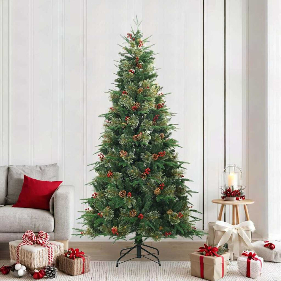 vidaXL Kunstmatige Inklapbare Kerstboom Groen 240 cm PVC, PE en staal afbeelding 1