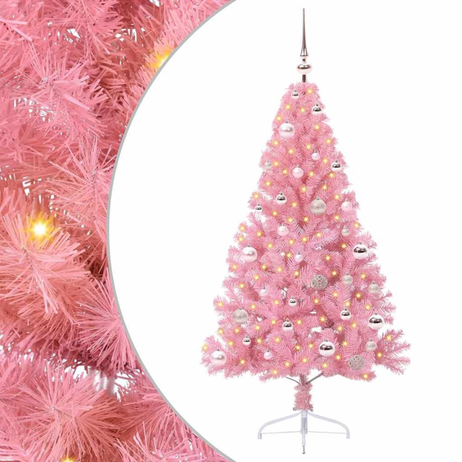 vidaXL Kunstmatig Voorverlicht Kerstboom met 150 LED Roze 150 cm PVC vidaXL Kunstmatig Voorverlicht Kerstboom met 150 LED Roze 150 cm PVC afbeelding 1
