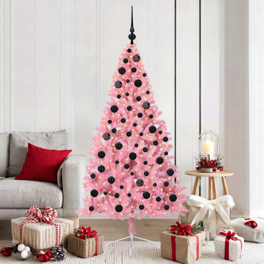 vidaXL Kunstmatig Voorverlicht Kerstboom met 300 LED Roze 180 cm PVC vidaXL Kunstmatig Voorverlicht Kerstboom met 300 LED Roze 180 cm PVC afbeelding 1
