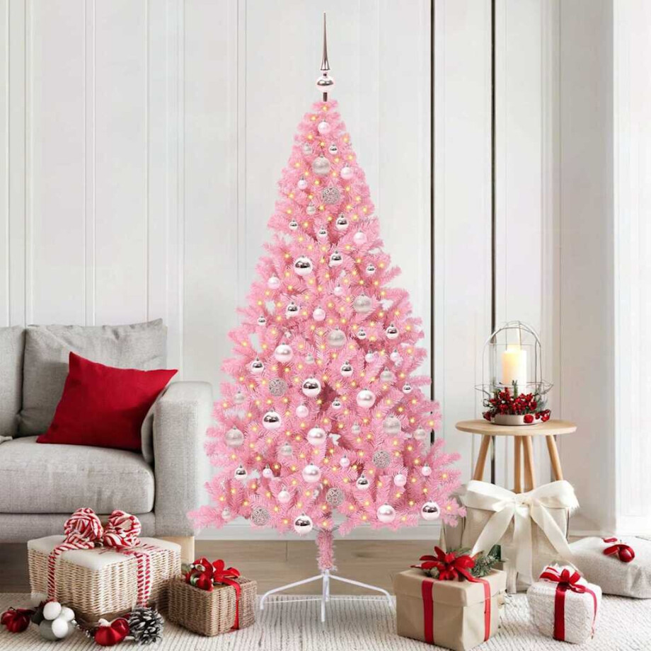 vidaXL Kunstmatig Voorverlicht Kerstboom met 300 LED Roze 180 cm PVC vidaXL Kunstmatig Voorverlicht Kerstboom met 300 LED Roze 180 cm PVC afbeelding 1