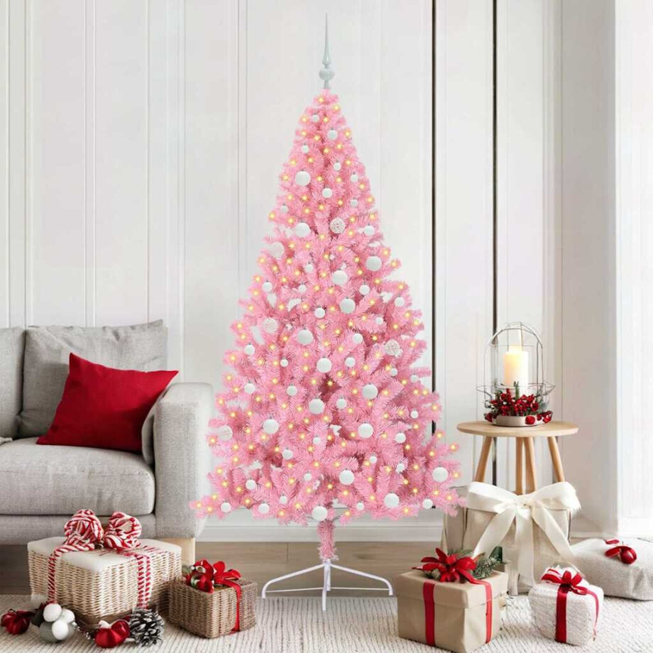 vidaXL Kunstmatig Voorverlicht Kerstboom met 300 LED Roze 180 cm PVC vidaXL Kunstmatig Voorverlicht Kerstboom met 300 LED Roze 180 cm PVC afbeelding 1