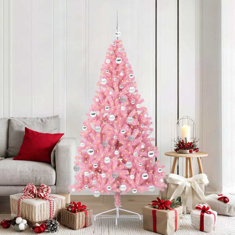 vidaXL Kunstmatig Voorverlicht Kerstboom met 300 LED Roze 180 cm PVC vidaXL Kunstmatig Voorverlicht Kerstboom met 300 LED Roze 180 cm PVC afbeelding 1
