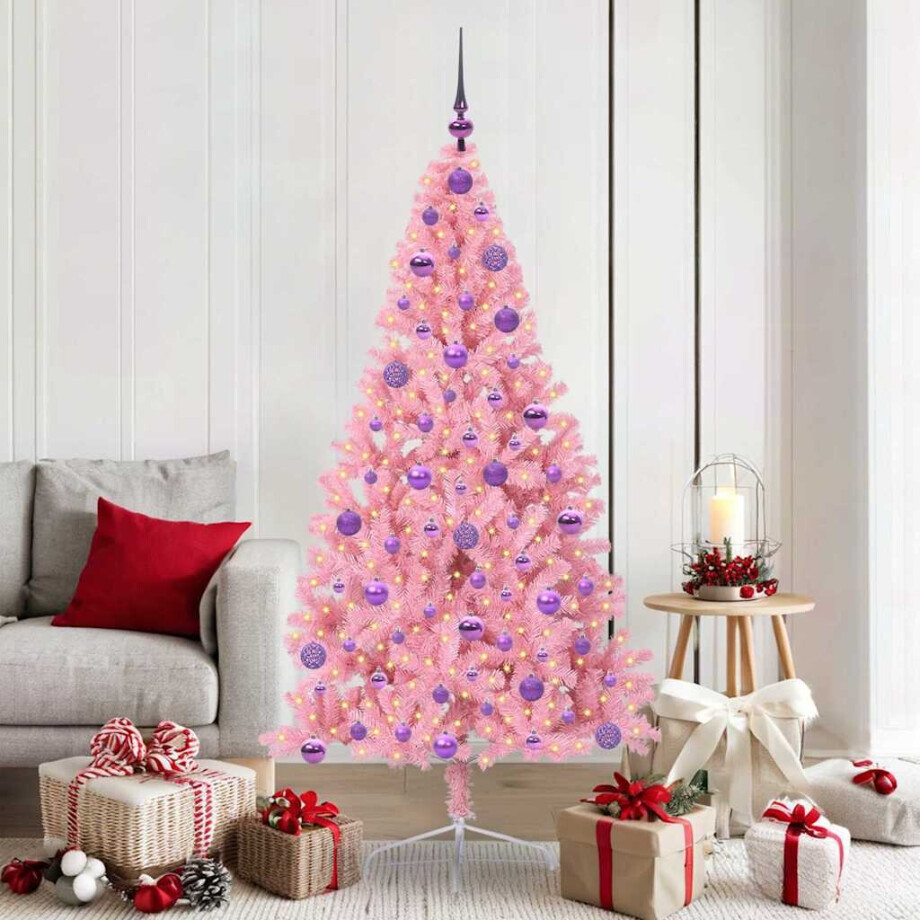 vidaXL Kunstmatig Voorverlicht Kerstboom met 300 LED Roze 180 cm PVC vidaXL Kunstmatig Voorverlicht Kerstboom met 300 LED Roze 180 cm PVC afbeelding 1