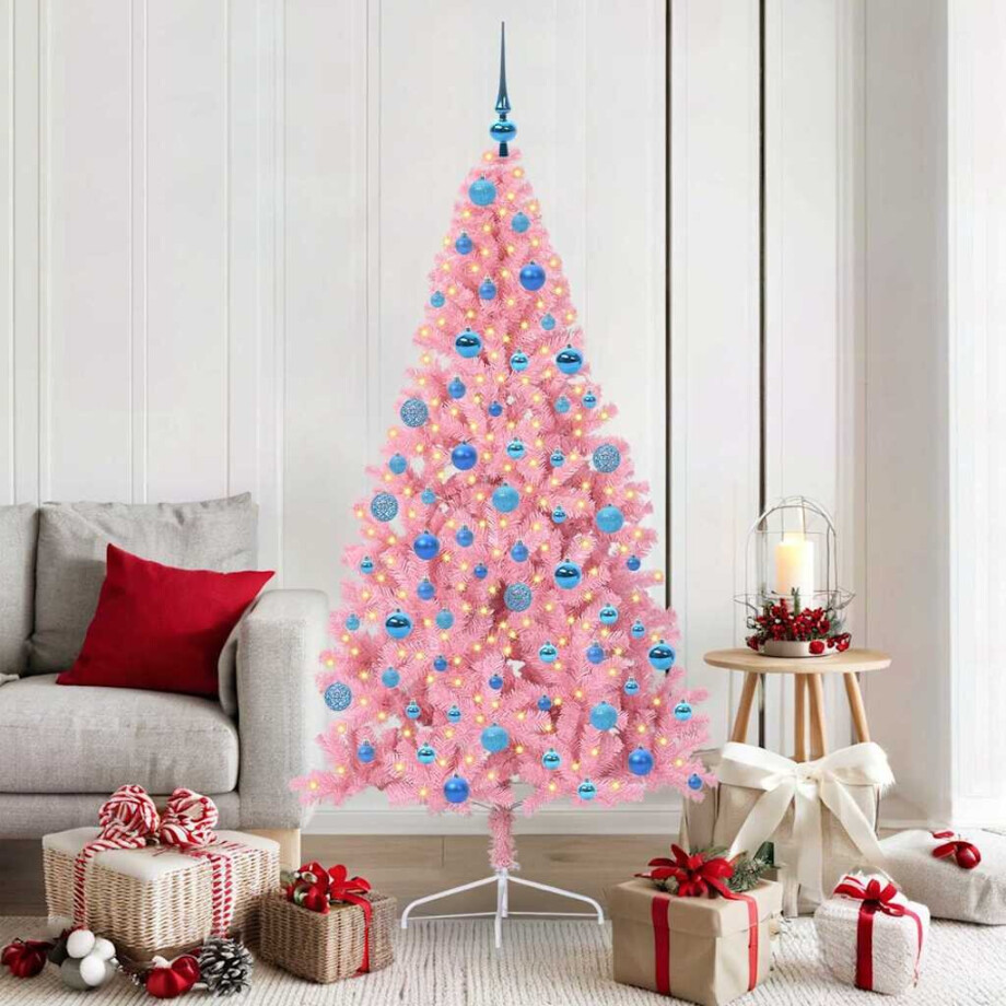 vidaXL Kunstmatig Voorverlicht Kerstboom met 300 LED Roze 180 cm PVC vidaXL Kunstmatig Voorverlicht Kerstboom met 300 LED Roze 180 cm PVC afbeelding 1