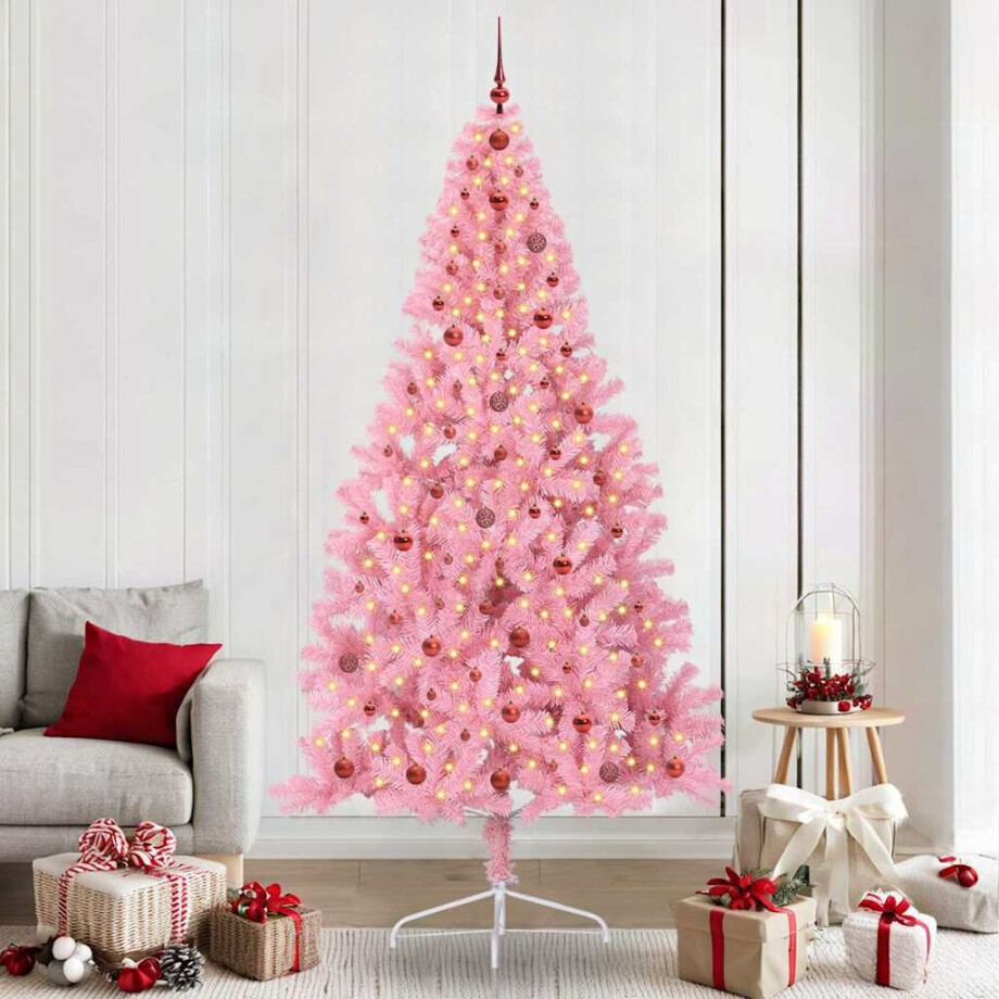 vidaXL Kunstmatig Voorverlicht Kerstboom met 300 LED Roze 240 cm PVC vidaXL Kunstmatig Voorverlicht Kerstboom met 300 LED Roze 240 cm PVC afbeelding 1