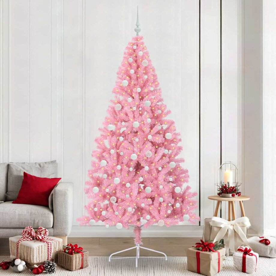 vidaXL Kunstmatig Voorverlicht Kerstboom met 300 LED Roze 240 cm PVC vidaXL Kunstmatig Voorverlicht Kerstboom met 300 LED Roze 240 cm PVC afbeelding 1