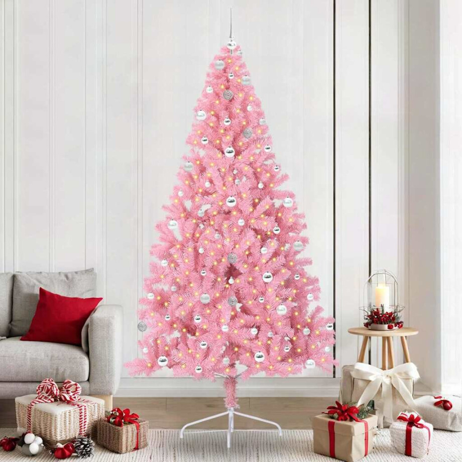 vidaXL Kunstmatig Voorverlicht Kerstboom met 300 LED Roze 240 cm PVC vidaXL Kunstmatig Voorverlicht Kerstboom met 300 LED Roze 240 cm PVC afbeelding 1