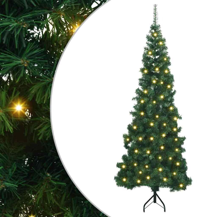 vidaXL Hoek Kunstkerstboom met 300 LED Groen 180 cm PVC en Metaal afbeelding 1