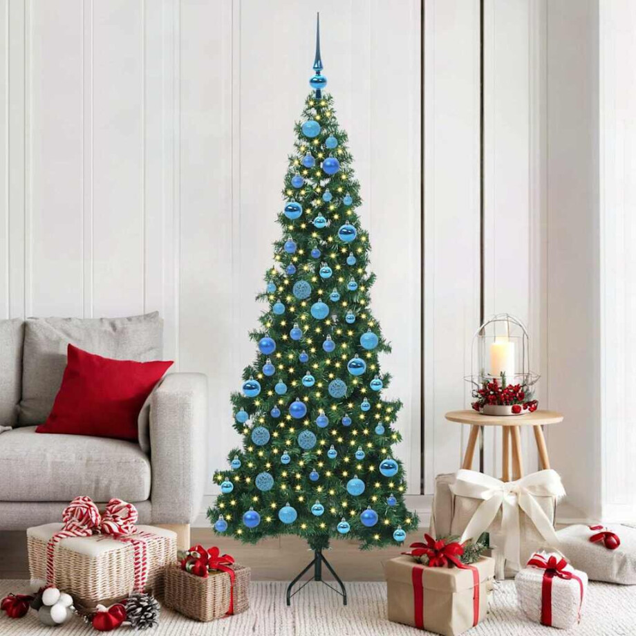 vidaXL Hoek Kunstkerstboom met 300 LED Groen 180 cm PVC en Metaal afbeelding 1