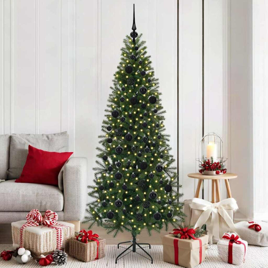 vidaXL Kunstkerstboom met 300 LED met standaard Groen 180 cm PE en PVC afbeelding 1