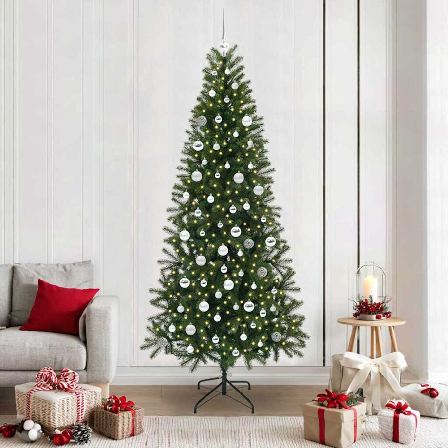 vidaXL Kunstkerstboom met 300 LED met standaard Groen 210 cm PE en PVC afbeelding 1