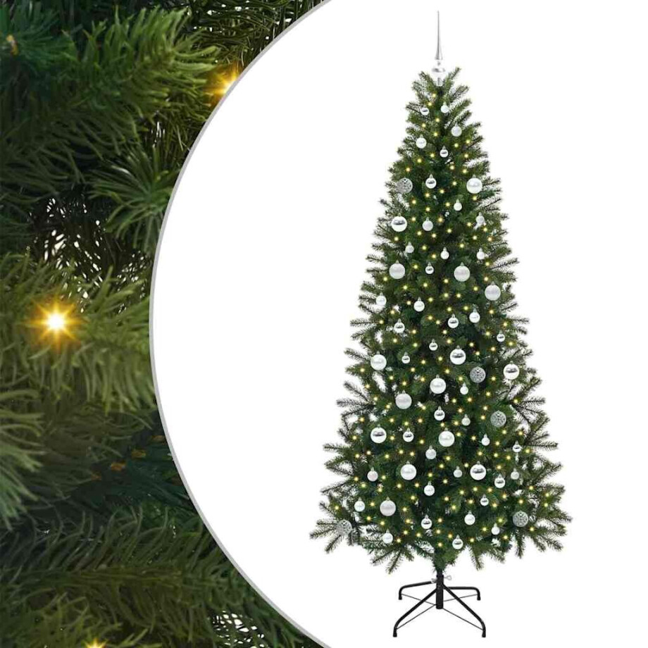 vidaXL Kunstkerstboom met 300 LED met standaard Groen 210 cm PE en PVC afbeelding 1