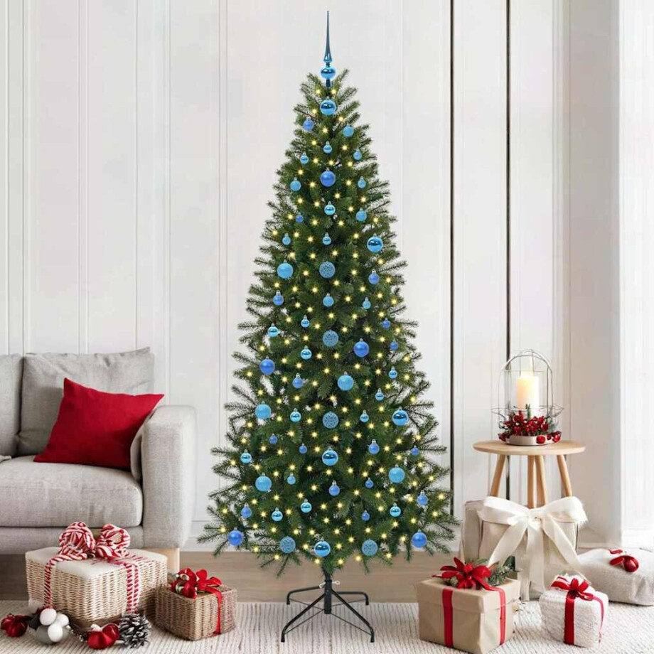 vidaXL Kunstkerstboom met 300 LED met standaard Groen 210 cm PE en PVC afbeelding 1