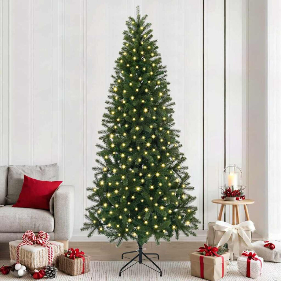vidaXL Kunstkerstboom met 300 LED met standaard Groen 240 cm PE en PVC afbeelding 1