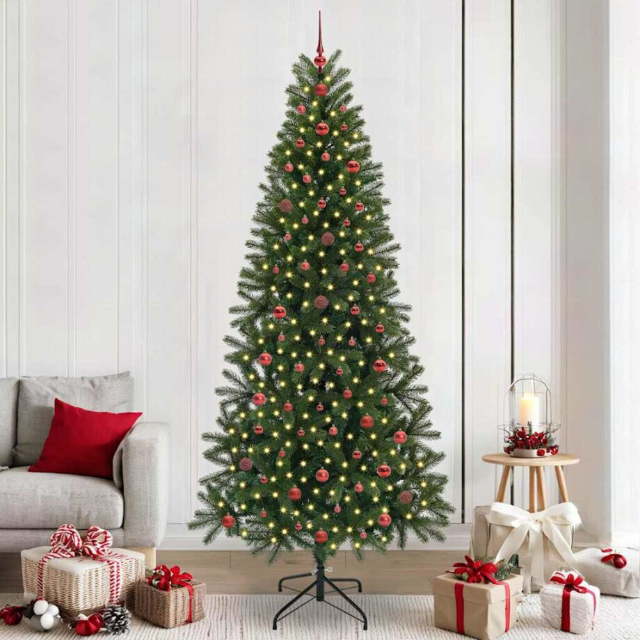 vidaXL Kunstkerstboom met 300 LED met standaard Groen 240 cm PE en PVC vidaXL Kunstkerstboom met 300 LED met standaard Groen 240 cm PE en PVC afbeelding 1
